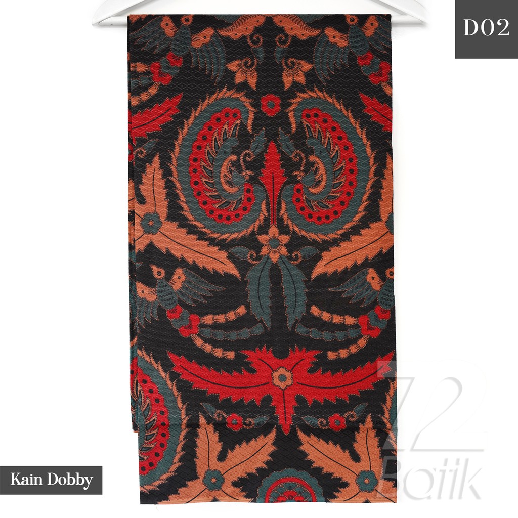 KAIN BATIK PREMIUM Dobby Motif Gurdo Warna Hitam Merah Orange Hijau Dolbi Dobi Doby 727308 Cap 72 Jarik Jarit Samping Kebat Panjang Batik Dobby Modern Premium Bahan Seragam Batik Pernikahan Kantor Keluarga Murah Kamen Jadi Batik Bali Lembaran