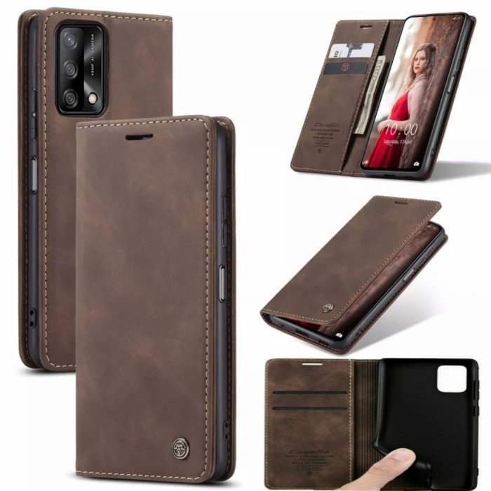 Case Oppo A95 A78 A74 A57 A55 A54 4g 5g Leather Flip Wallet Dompet Magnetic Standing Caseme