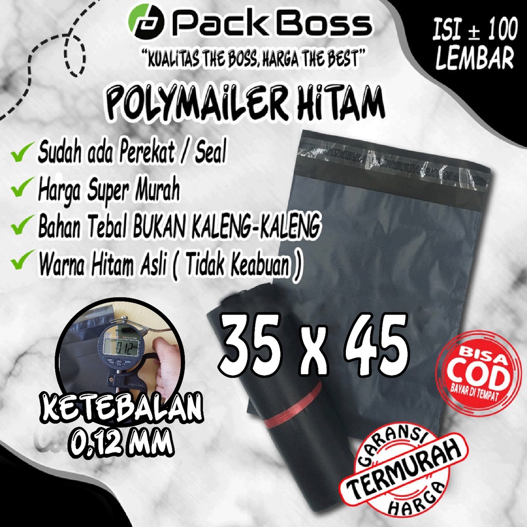 

Sy POLYMAILER HITAM MATTE DOFF 35x45 +/- 100 PCS LANGSUNG PABRIK PLASTIK ONLINE SHOP JNE ADA PEREKAT