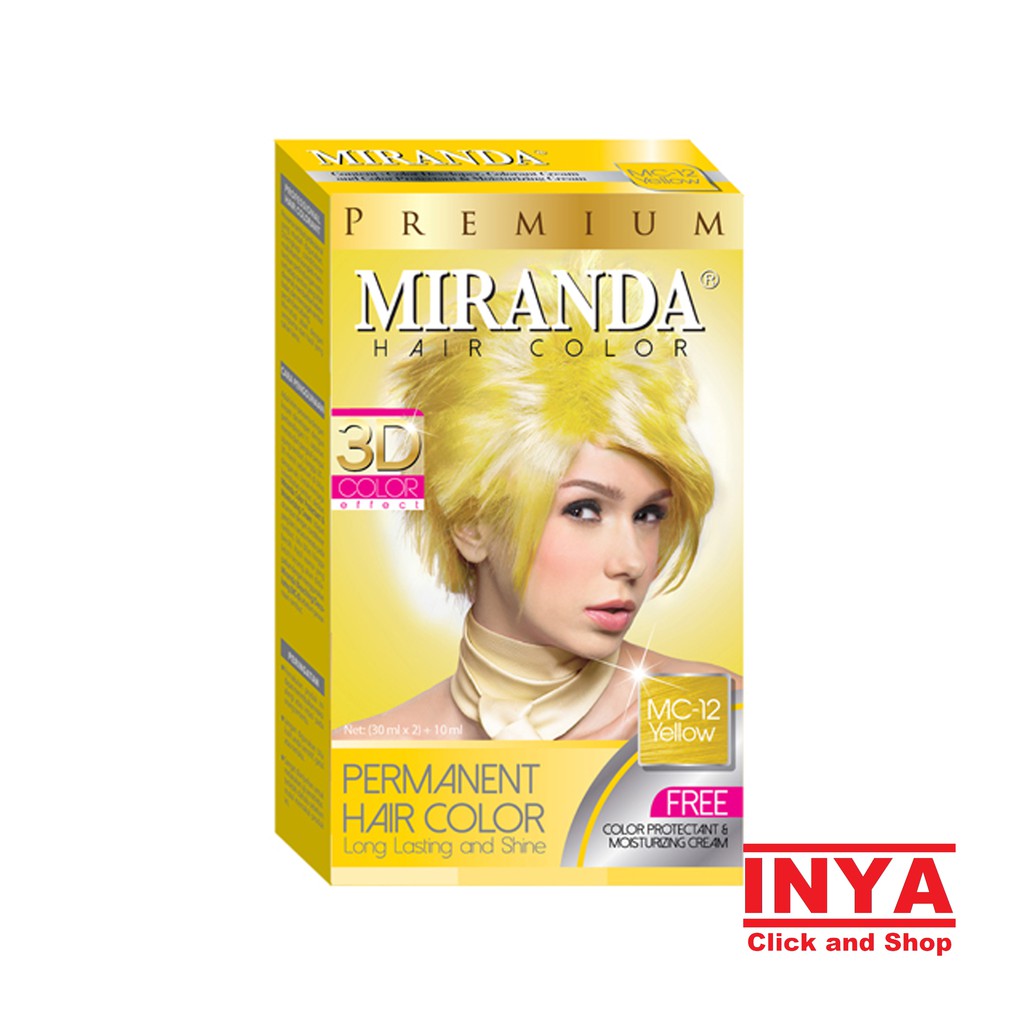 MIRANDA MC-12 YELLOW - Semir Rambut (30mlx2)+10ml - Pewarna Rambut