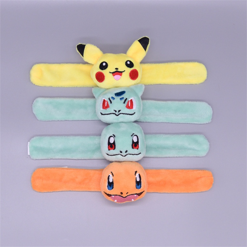 Mainan Gelang Slap Band Boneka Plush Pokemon Pikachu Genie Turtle Untuk Hadiah Ulang Tahun Anak