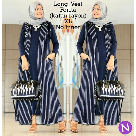 BARU CARDIGAN 65208 long vest verita / cardigan muslim / long vest muslim / baju muslim Wanita