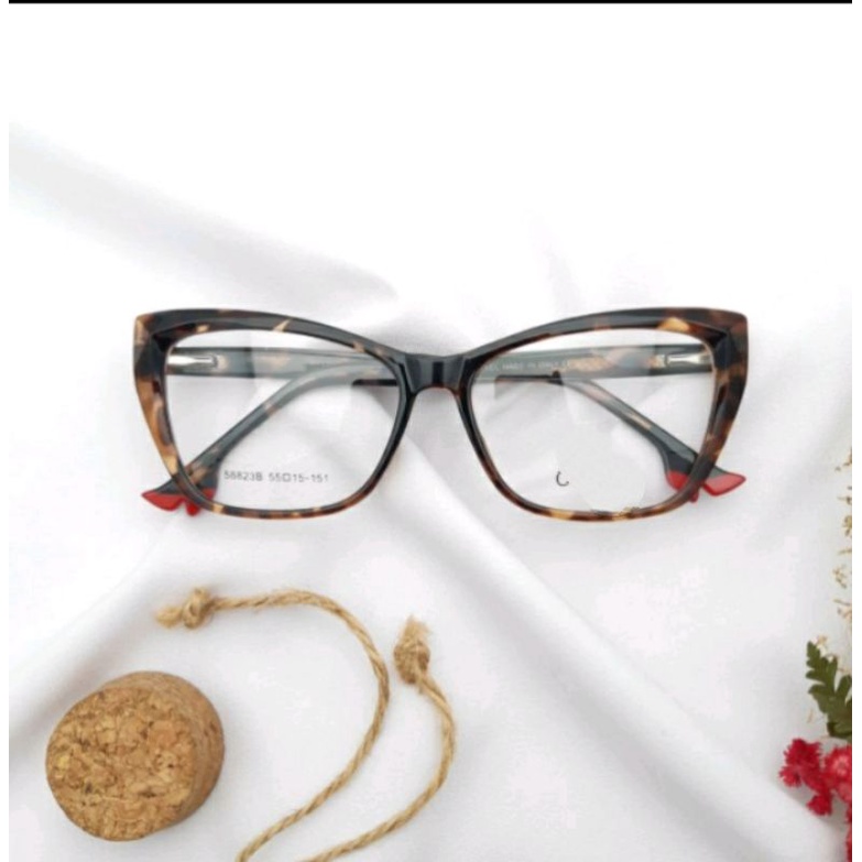 kacamata wanita  minus normal clynder frame 58823 cat eye