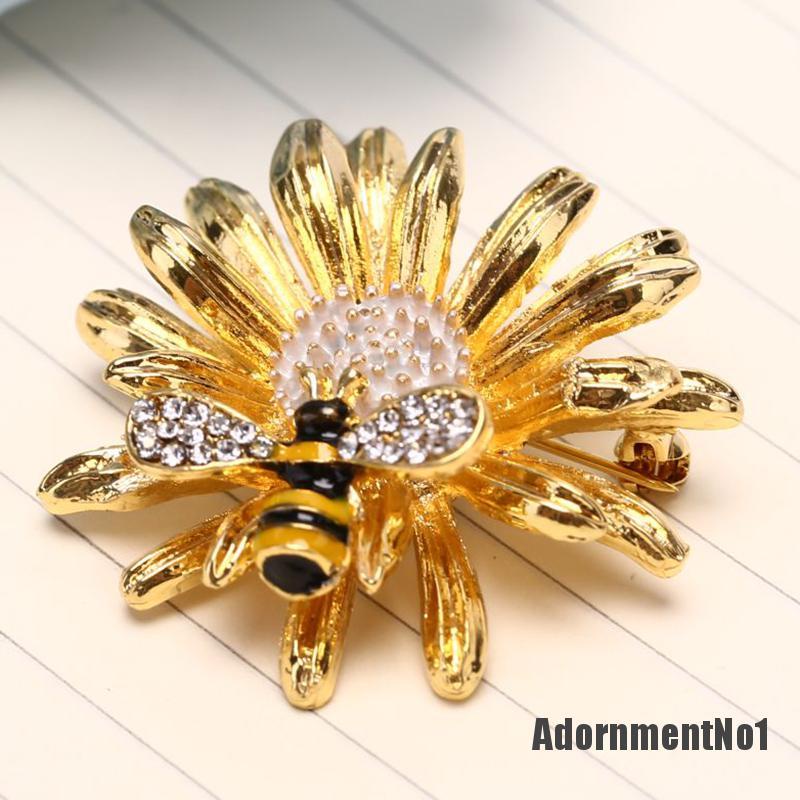 (Adornmentno1) Bros / Pin Motif Bunga Daisy + Lebah Madu Untuk Aksesoris Wanita