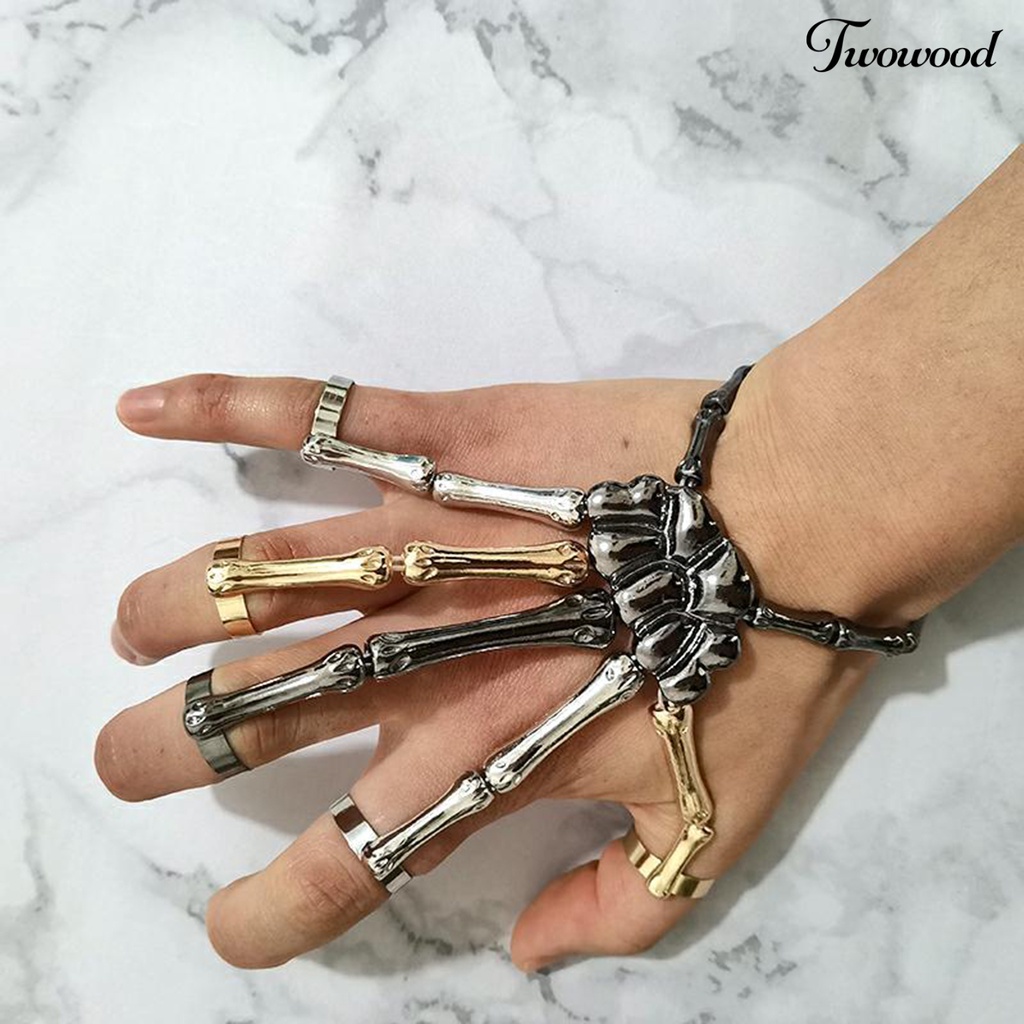 Gelang Desain Hantu Tangan Warna-Warni Bahan Metal Gaya Punk Untuk Cosplay Halloween