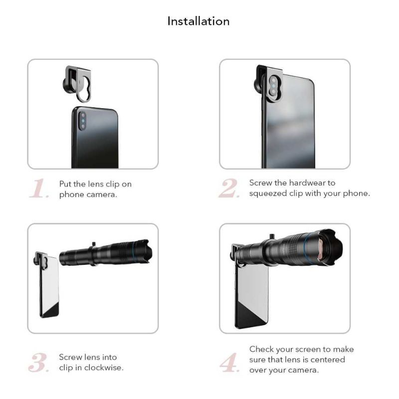 APEXEL Lensa Telephoto Lens Kit 20x-40x + Tripod - APL-JS2040XJJ04 Smartphone