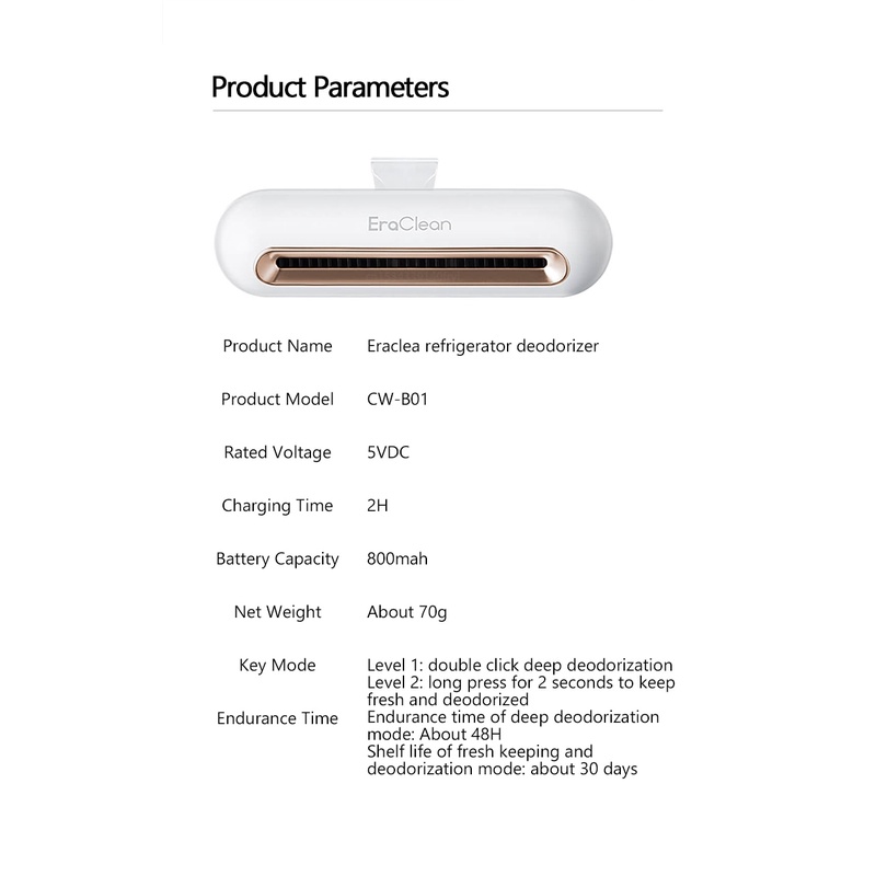 Xiaomi Eraclean Refrigerator Deodorizing Disinfection Machine Design Of USB Charging Buckle For Food Preservation