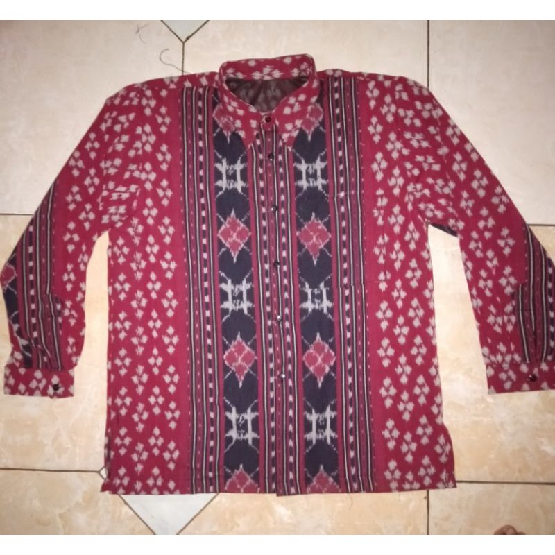 kemeja tenun motif cepuk red J1