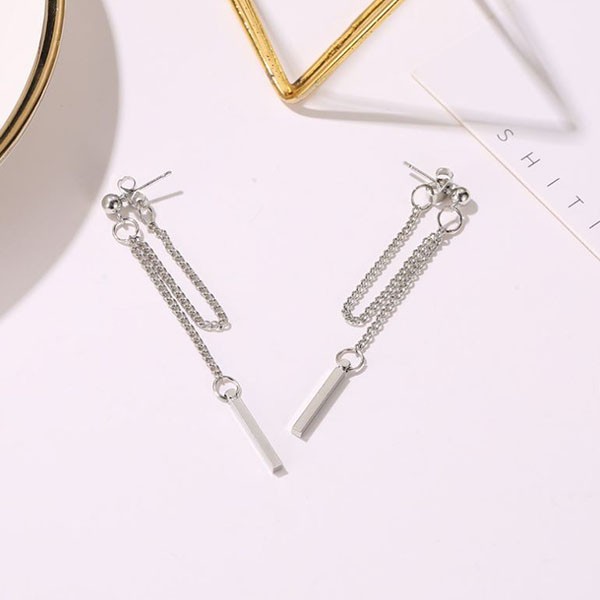 anting panjang long tassel simple chain earrings jan265 (3D3)