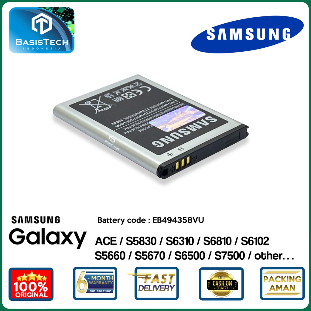 BATERAI SAMSUNG ACE S5830 S6310 S6500 S7500 S5670 S6810 S6102 S5660 - EB494358VU - ORI