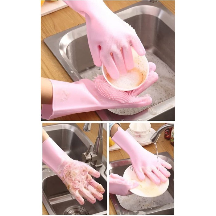 MPRO2 Sarung Tangan Cuci Piring Silikon Dishwashing Gloves Magic Sarung Tangan Dapur Mencuci