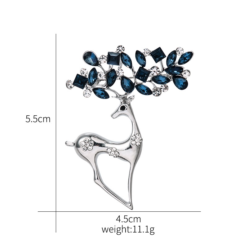 Christmas tree milu deer snowflake colored diamond five-pointed star diamond animal brooch holiday jewelry gift