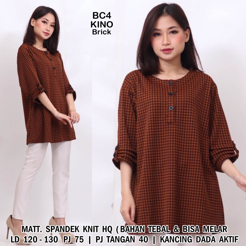 BIGCLO - (COD) LD 120cm Blouse Jumbo Wanita BC4 Baju Atasan Bigsize Lengan Panjang-Kino (Brick)