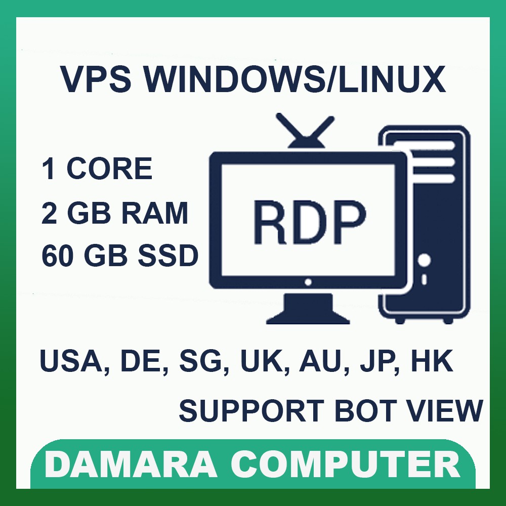 VPS RDP 1 CORE 2 GB RAM 60 GB SSD