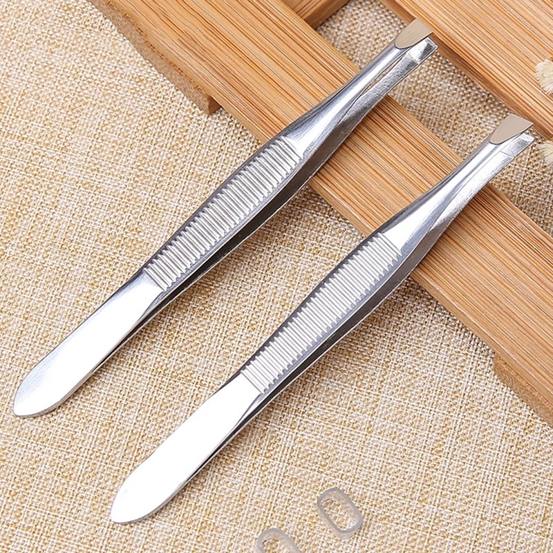 2pcs / Set Pinset Alis Portable Bahan Stainless Steel Warna Silver