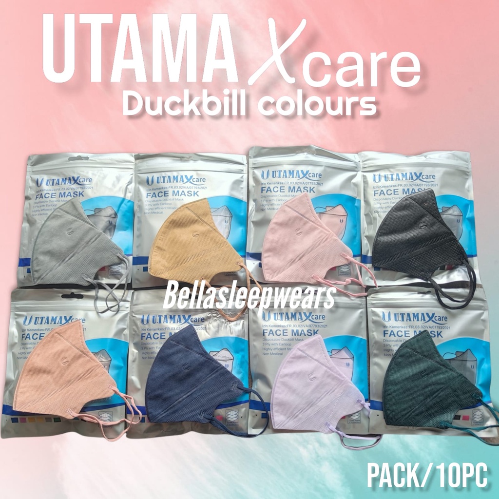 UTAMA X CARE DB PACK/10 - MASKER DUCKBILL 3PLY UTAMA EMBOS KEMENKES WARNA WARNI &amp; GRADASI GRADATION