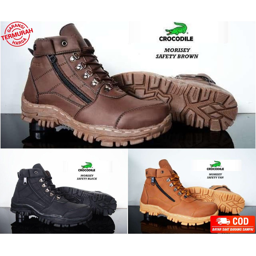 SM88 - Sepatu Boots Murah Cowok Crocodile Morisey Sleting Hitam Boot Pria Safety Kerja Outdoor Murah