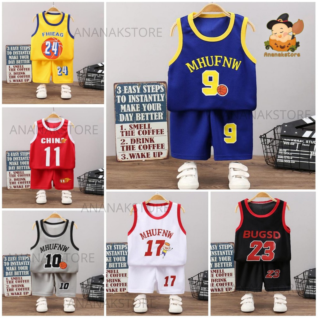 Baju bayi lengan pendek Motif basket 0-4 tahun bahan jersey lembut / Stelan bayi lucu Setelan bayi