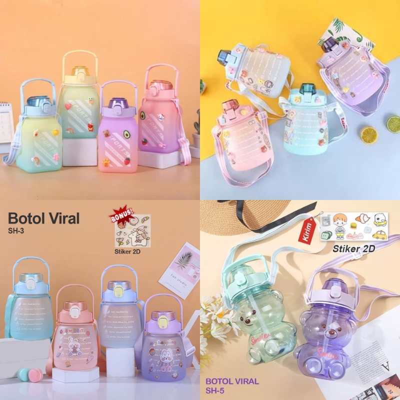 BOTOL MINUM ANAK GEMOY BONEKA KOTAK 2D VIRAL MURAH WARNA GRADASI PASTEL 1.3 LITER 1300 ML 2D BOTOL MINUM ANAK GEMOY BONEKA KOTAK VIRAL KOTAK SUDAH + STIKER / BOTOL GEMOY BENING GRADIASI PASTEL MOTIVASI