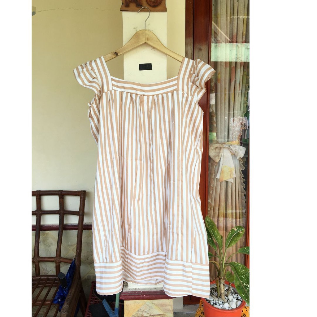 Daster Sambung Viral PART 2 - Daster Payung - Daster Perca - Daster Busui Rayon-stripe mocca yks