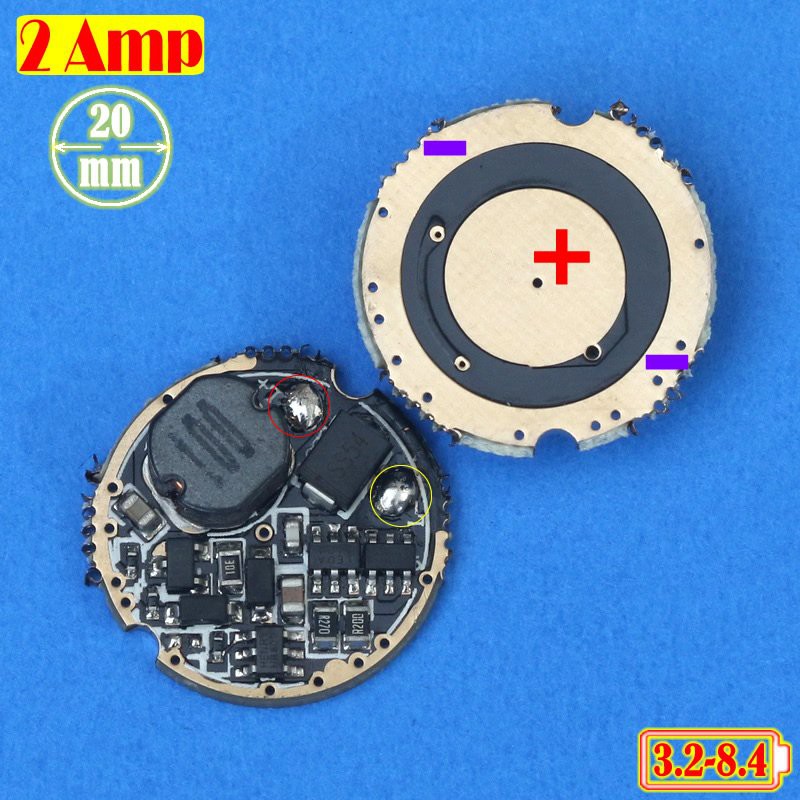 Driver Senter Led 2 Baterai 2.0A CREE Led Diameter 20MM