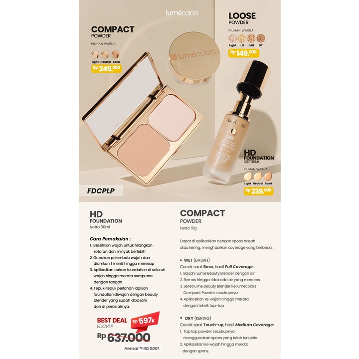 (Free Emas) Lumecolors Paket Hemat Bundling Foundation-compact-loose powder