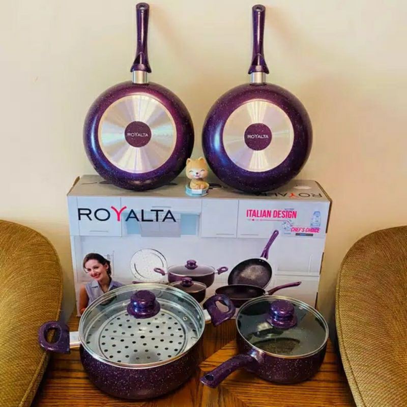 Panci  , Q2 7206  , VIPPO  1834  , ROYALTA  , 7 PCS  Kukus , Wajan penggorengan anti lengket  set italian cookware set steamer3