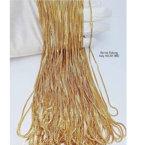 kalung wanita itali perhiasan titanium gold panjang kalung 45 cm