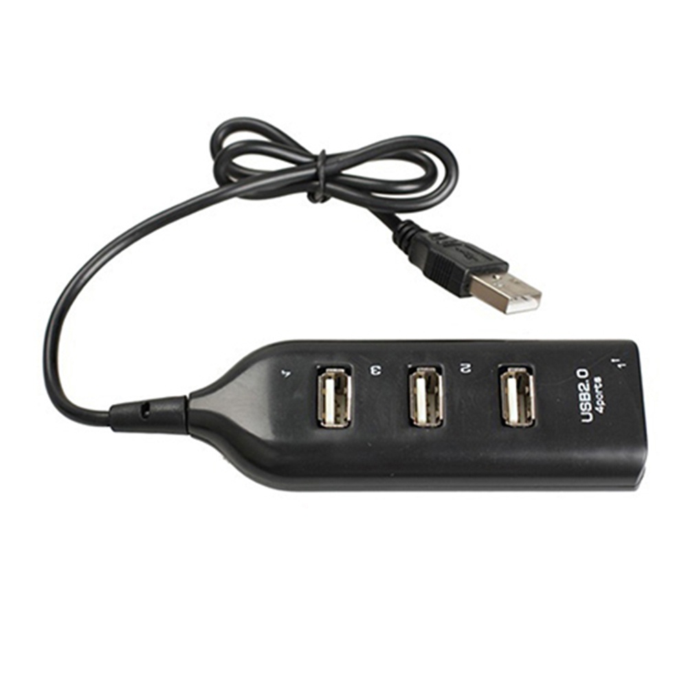Hub Adapter Splitter 4 Port USB 2.0 Kecepatan Tinggi Warna Hitam Multifungsi Untuk PC Komputer