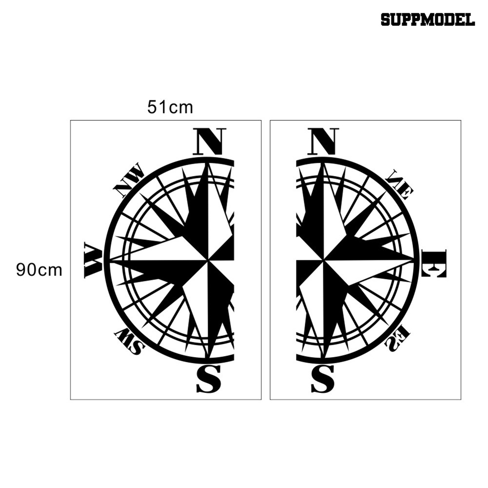 Car 2Pcs Stiker Decal Motif Kompas Bahan PVC Untuk Dekorasi Mobil