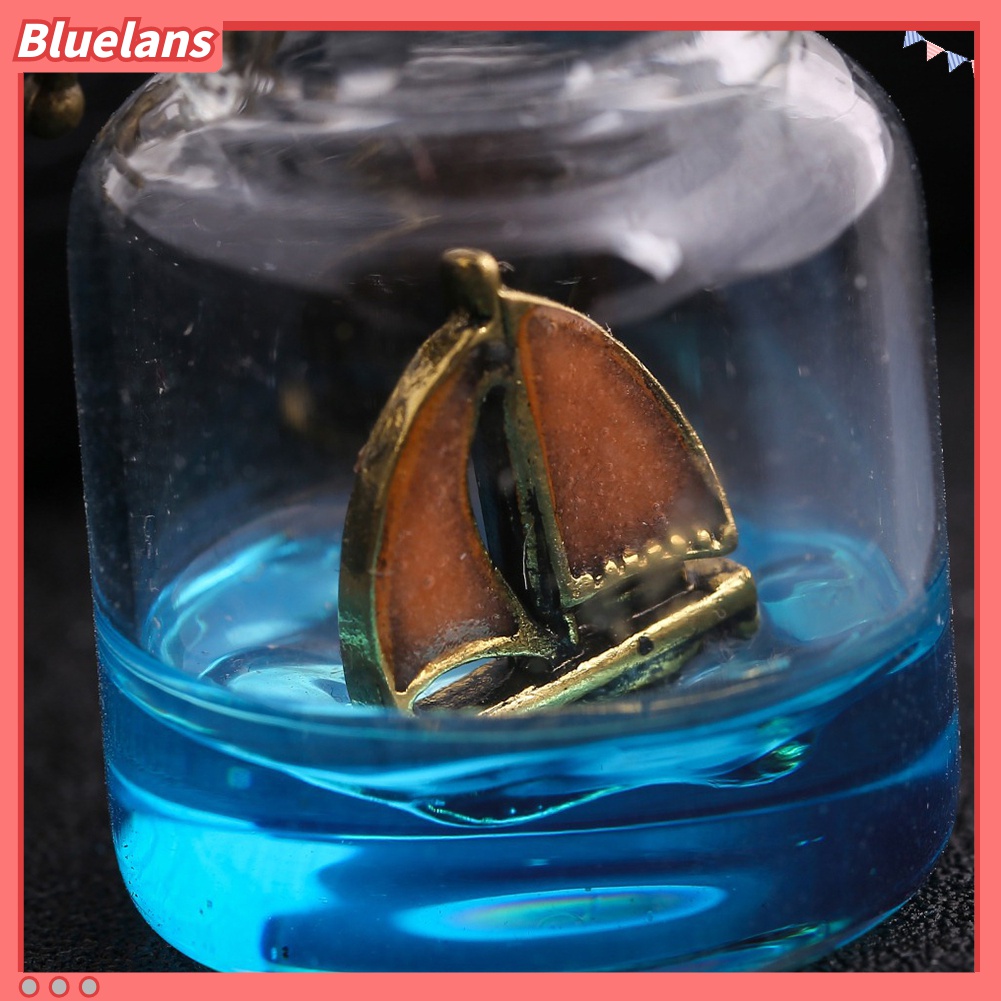 Kalung Liontin Botol Kaca Luminous Night Sailboat Untuk Wanita
