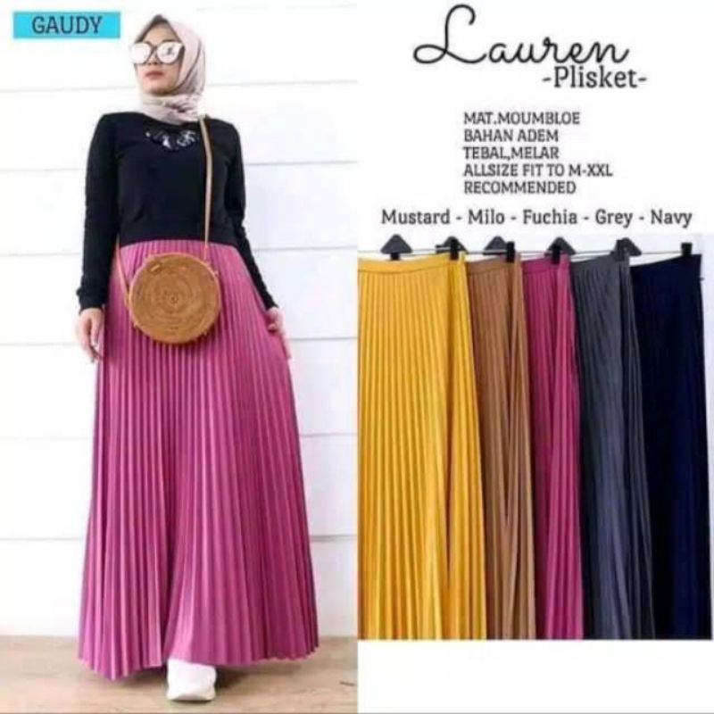 (COD) Rok plisket bahan hyget premium tebal Maxy mayung lebar panjang bagus murah