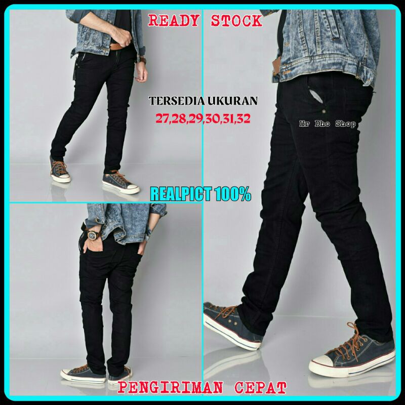 Terbaru Celana Panjang Jeans Levis Pria Cowok Hitam Skiny Pensil Botol
