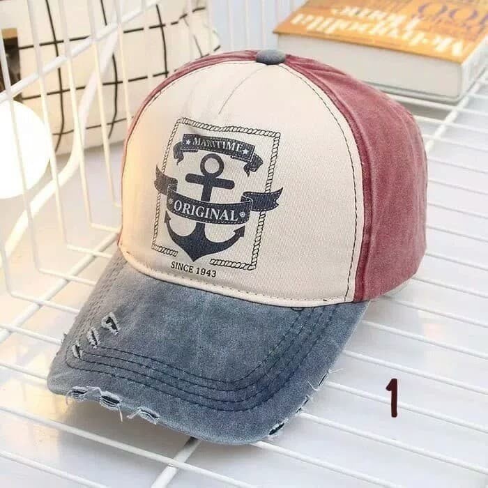Topi Pria Topi Jangkar Import Vintage - Casual Cap Maritim Baseball Pria Wanita(N1U2) Topi Distro To