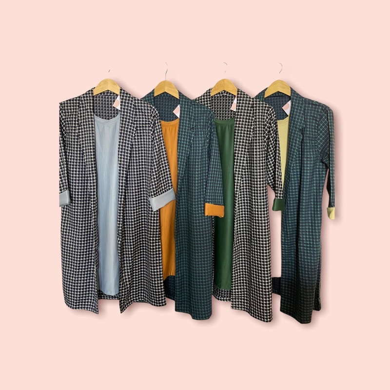 Tunik blazer wanita katun stretch mix kaos import