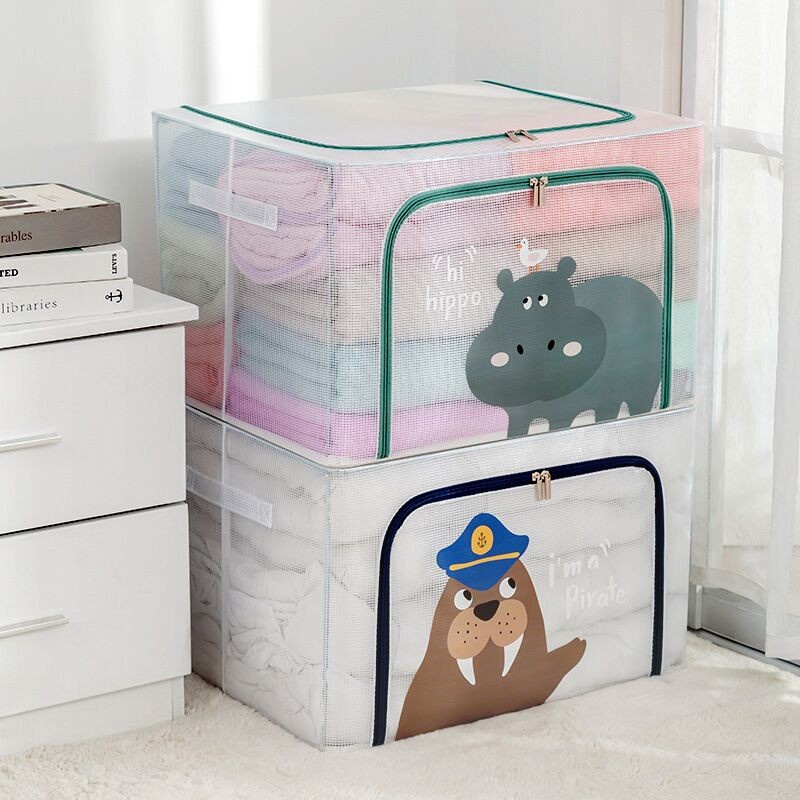 STORAGE BOX JUMBO TRANSPARAN KOTAK PENYIMPANAN ORGANIZER DOUBLE ZIPPER SERBAGUNA