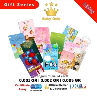 Baby Gold edisi GIFT SERIES 0.001 | 0.002 | 0.005 gram Logam Mulia Emas Mini