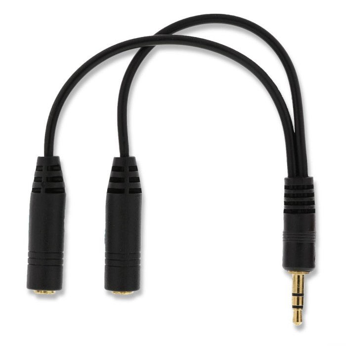 barokah gamis Kabel Spliter Audio Dual Output Headset Headphone Earphone Jack 3.5mm