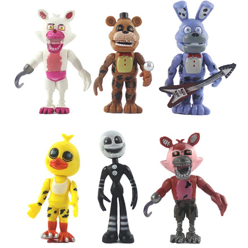 6PCS FNAF Five Nights At Freddy's Light Up Action Figures Movable Joint Game Toy