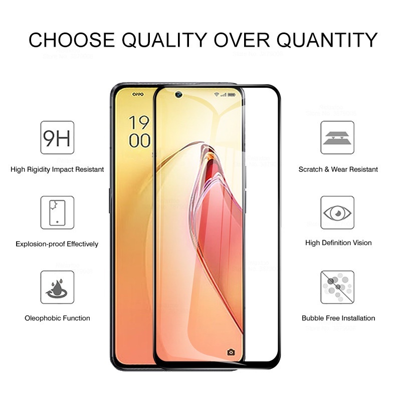 1pc Pelindung Layar Tempered Glass HD 9H Anti Silau / Sidik Jari Untuk Oppo Reno 8 Series