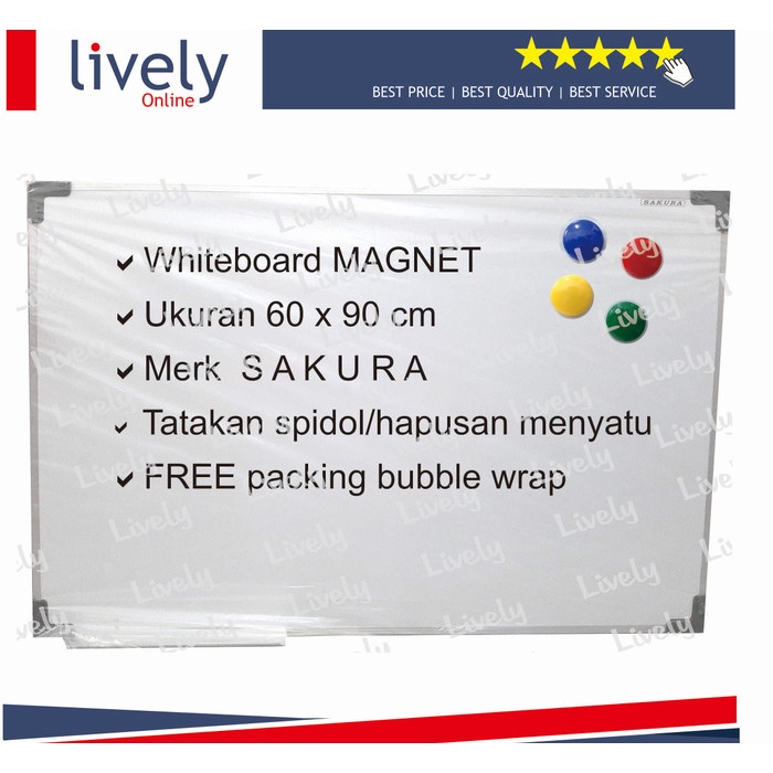 

WhiteBoard SAKURA magnet papan tulis white board 60x90 promo