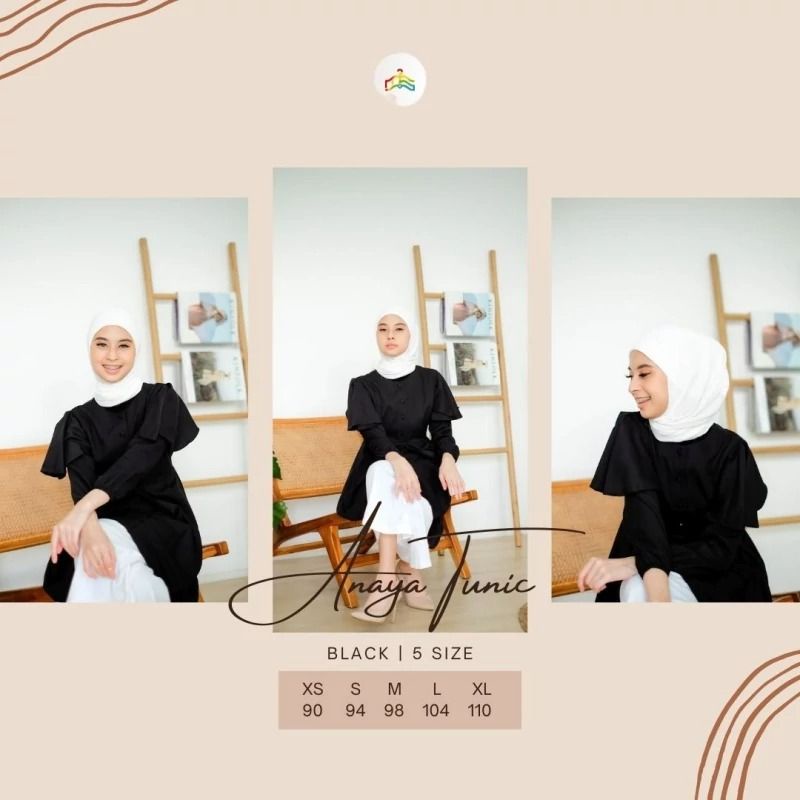 Anaya Tunik Cantik Black &amp; White fashion kekinian tidak pasaran