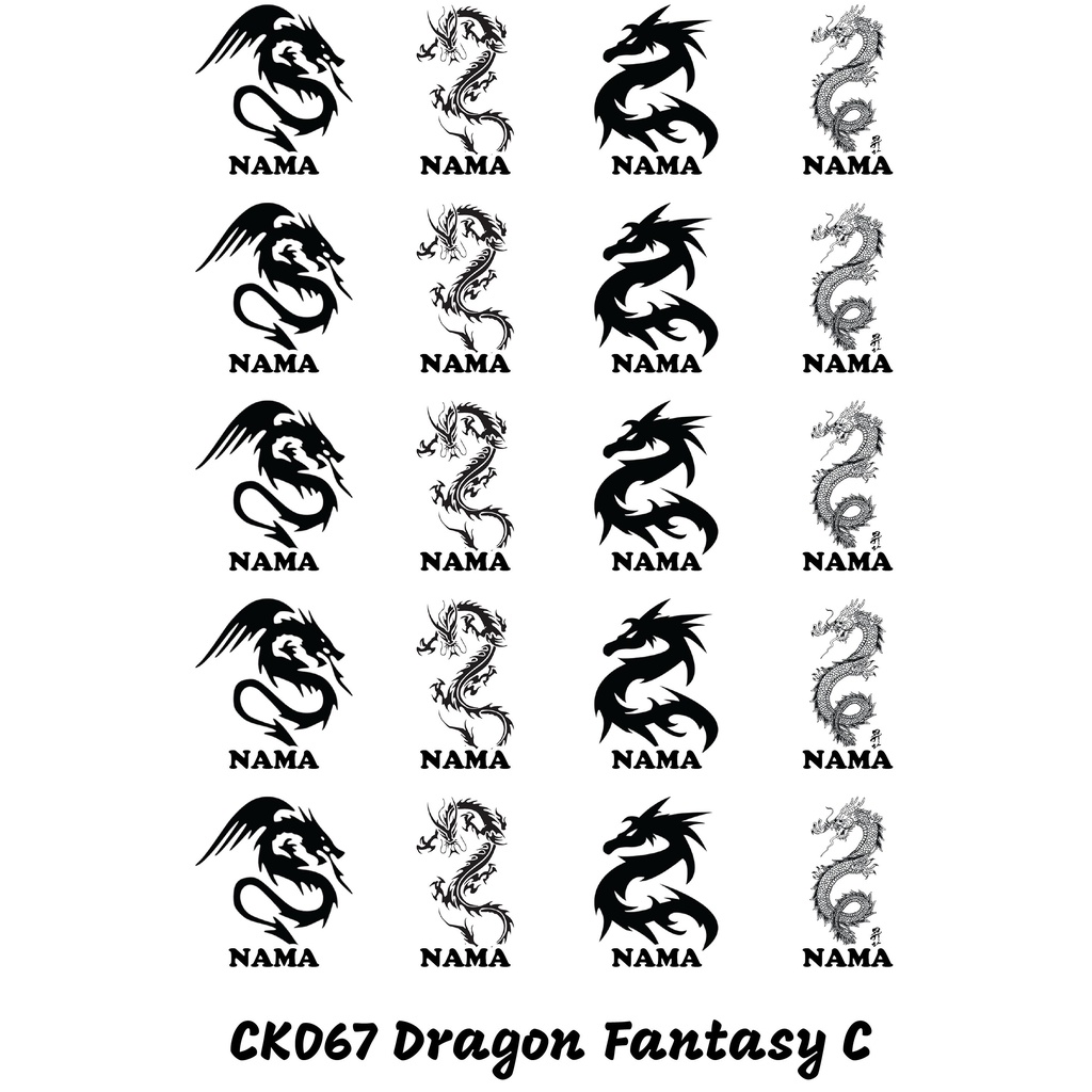 

Sticker Nama Cutting Label Waterproof Tahan Air Dragon Fant C (CK067)