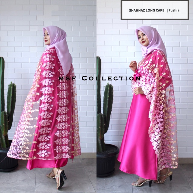 shahnaz long cape tulle/ dress/ outerwear/ baju kondangan/ long outer/ outer tulle