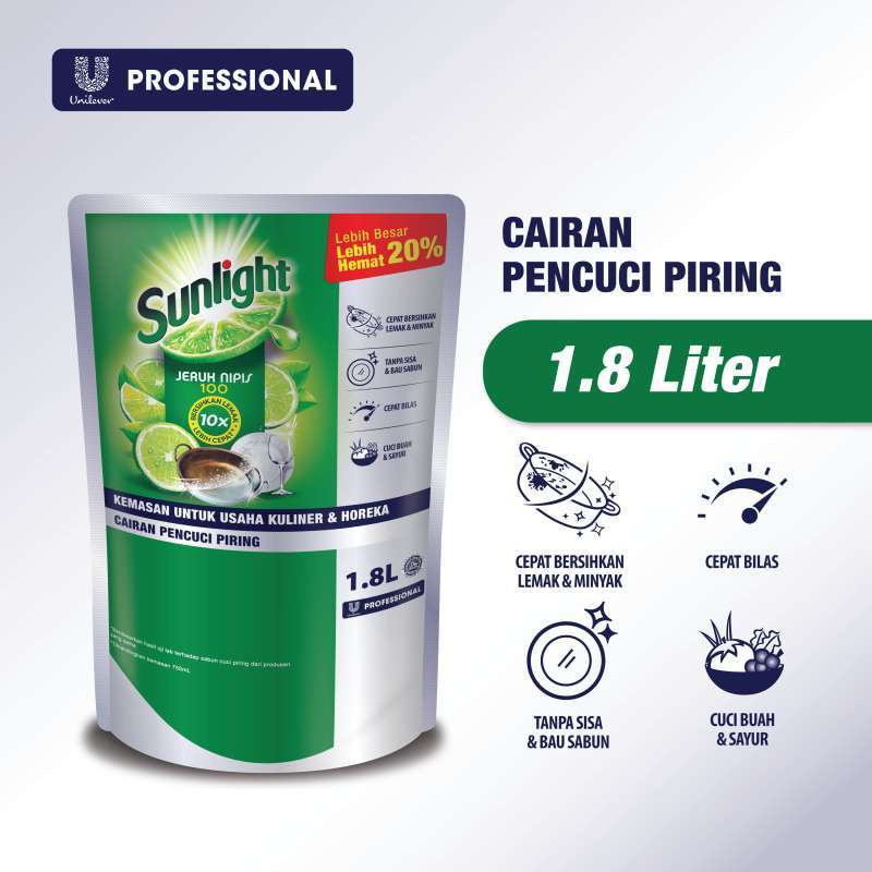 Sunlight / Jeruk Nipis 100 / Cairan Pencuci Piring / 1.8 Liter