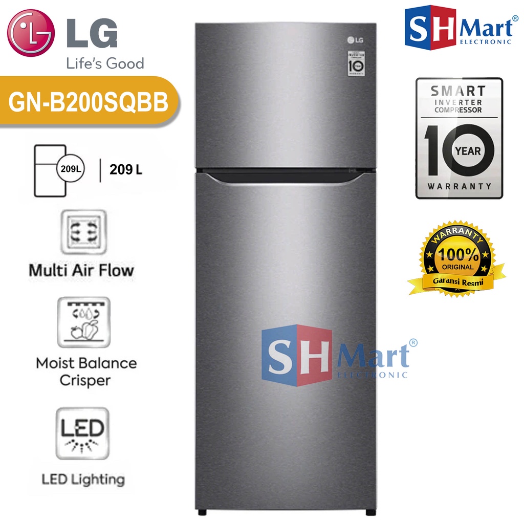 KULKAS LG 2 PINTU GNB200SQBB / GN-B200SQBB INVERTER HEMAT LISTRIK (MEDAN)