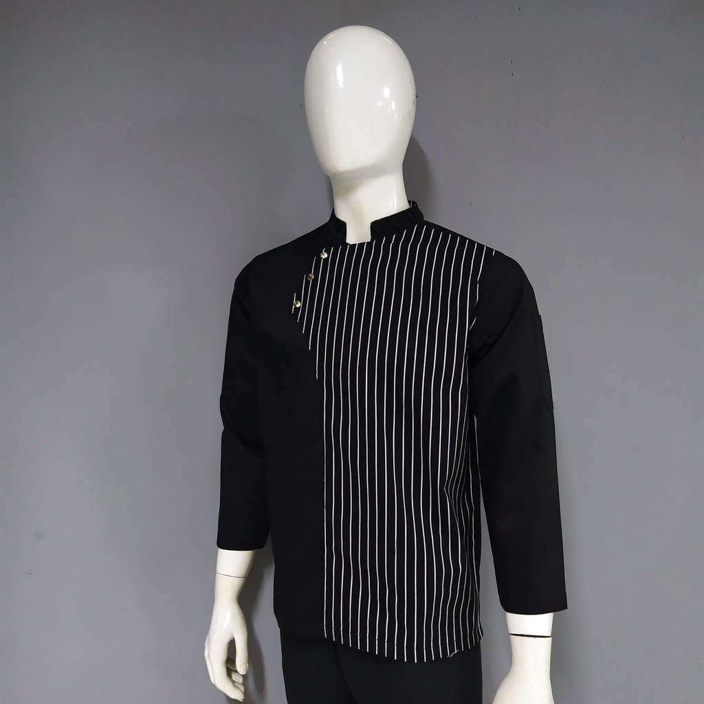 Chef Wear Baju Koki LS Hitam STRIPE KC3