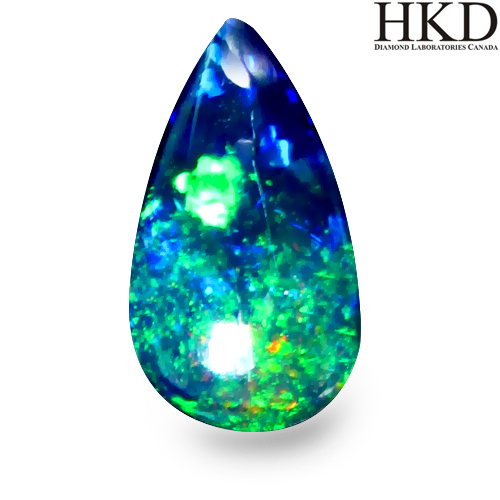 Certified Pear Cabochon 1.42ct 12.34x6.96mm Multi Color Natural Black Opal Ethiopia OP166