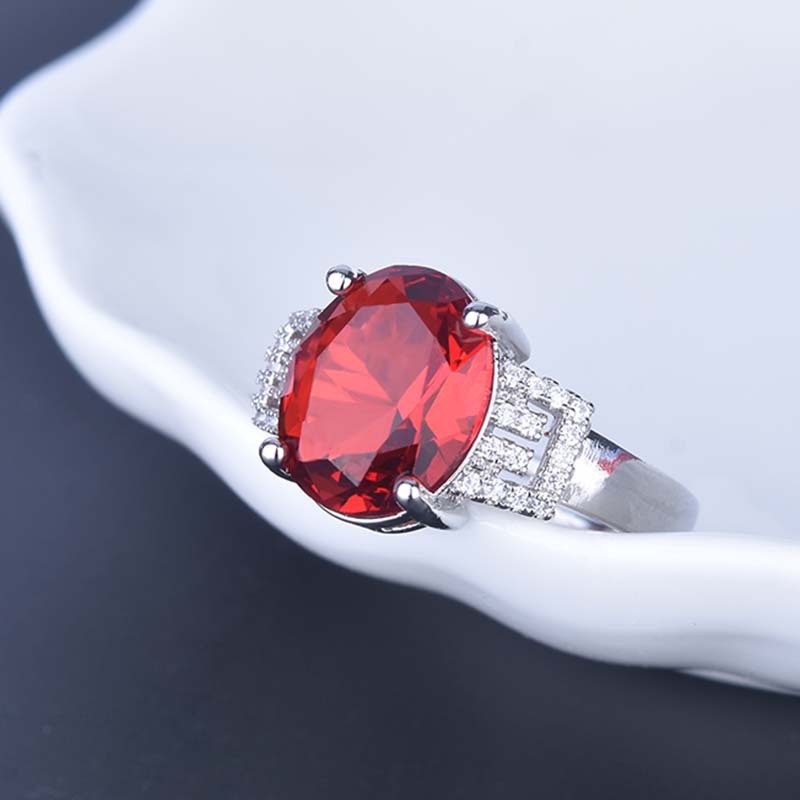 perak asli 925 cincin Wanita Ruby Gemstone Cincin yang Dapat Disesuaikan Fashion Perhiasan