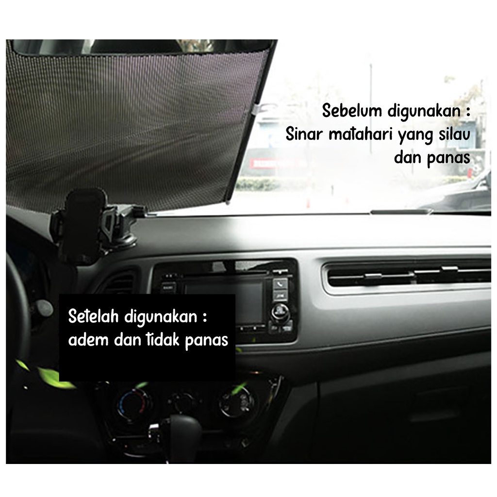 Tutup Kaca Mobil Anti Panas/UV Matahari Pelindung Panas Kaca Mobil/Sun Shield Roll Dashboard